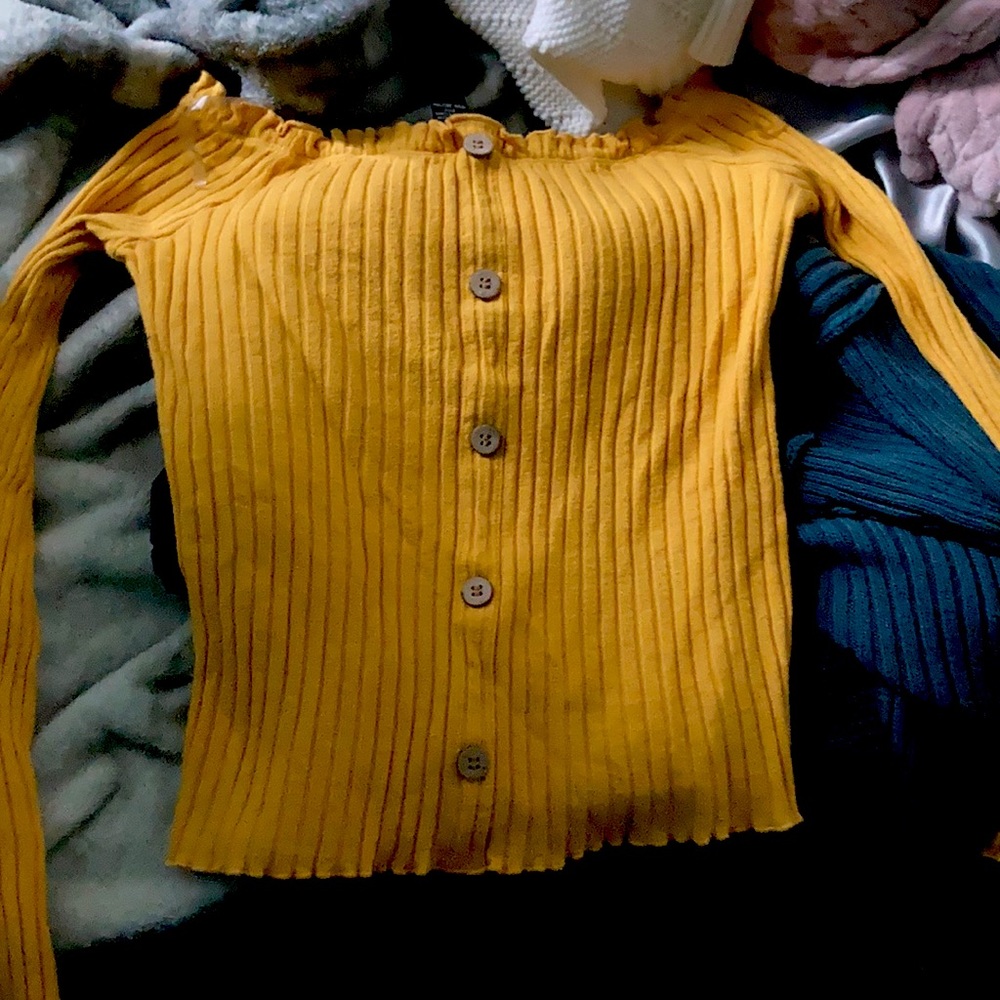 yellow shirt with buttons brand new
